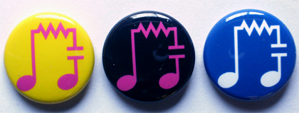 米本電音研究所ロゴの缶バッジ